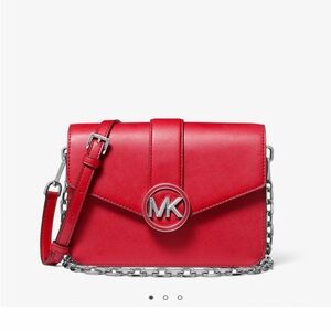 MICHAEL Michael Kors Red Crossbody Bag with Silver Hardware
